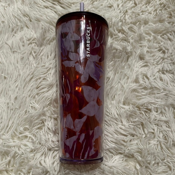 Starbucks Spring 2021 Plum Purple Pink Floral Acrylic Cold Cup Tumbler